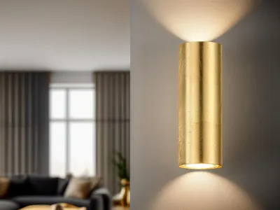 Produktbild von Trendige LED Wandleuchte in gold foliert 16,5cm Ø6cm, Up & Down Dielenleuchte
