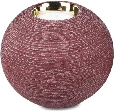 Produktbild von Teelichtleuchter berryrot-gold 12cm Kerzenleuchter Keramik matt goldener Rand