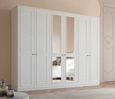 Immagine prodotto di Mobili per la camera da letto Armadio in legno Armadio in stile Armadio bianco Armadi a 6 ante