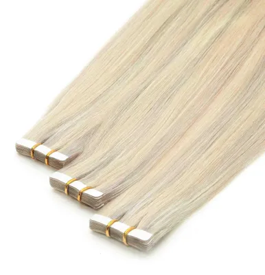 Obrázok produktu pre hair2heart Premium Tape Extensions – prírodné vlasy, rovné – 10 pásikov, 2,5 g, 60 cm, #7 medovo hnedá