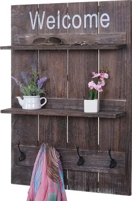 Immagine prodotto di Armadio a muro HWC-C89 Welcome, Armadio a pannello, Shabby-Look Vintage, 4 Ganci 90x60cm ~ braun, shabby