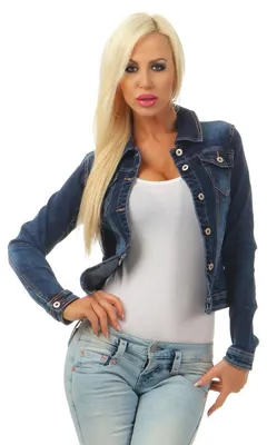 Produktbild von Fashion4Young 5673 Damen Jeansjacke Damenjacke Jeans Jacke Kurze Jacke Denim Jac