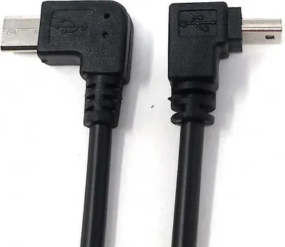 Produktbild von SYSTEM-S USB 2.0 Kabel 22 cm Mini B Stecker zu Micro B Stecker Winkel Schwarz