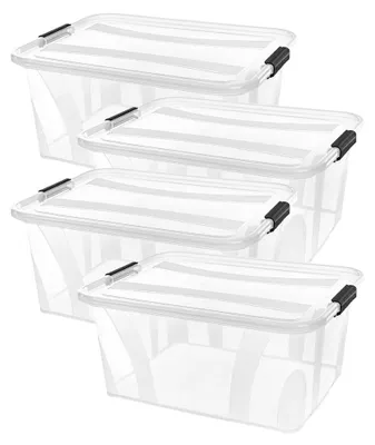 Aufbewahrungsbox 21 L, 4er-Set, transparent, rechteckig