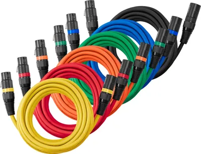 Zdjęcie produktu dla Kabel VEVOR XLR 4,57 m, 6-pak, zbalansowany kabel mikrofonowy DMX (męski-żeński), pozłacany 3-pinowy kabel mikrofonowo-głośnikowy XLR, do oświetlenia scenicznego, mikrofonów, wzmacniaczy, konsol mikserskich