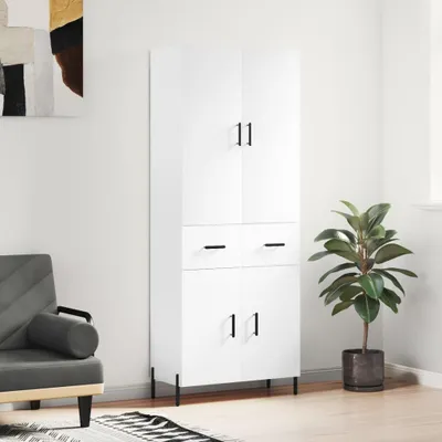 Imagen del producto de Mueble alto blanco de vidaXL, 69,5 x 34 x 180 cm, fabricado en material de madera