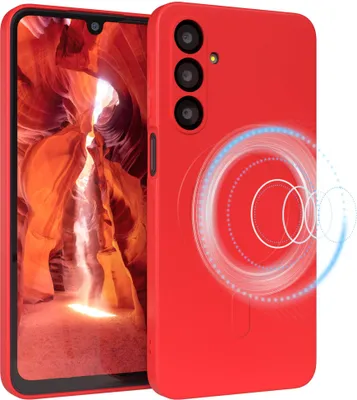 Produktbild von EAZY CASE - Silikonhülle magnetisch für Samsung Galaxy A16, Hülle Silikon, weich stoßfeste Magnet Handyhülle, Schutzhülle mit Kameraschutz, TPU Bumper in Rot