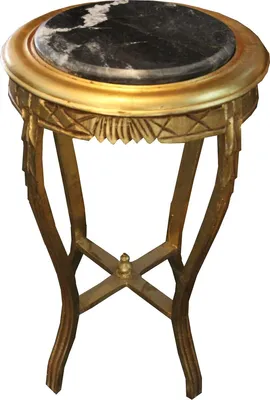 Casa Padrino Barock Beistelltisch Rund Gold / Schwarz mit  Marmorplatte 40 cm x H. 68 cm Antik Stil