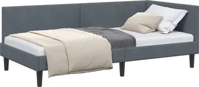 Obrázek produktu pro vidaXL Rohový rám postele s čelem tmavě šedý 100 cm x 200 cm sametový