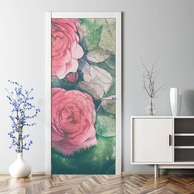 Produktbild von Dekorative Tür dekoration selbstklebend Türaufkleber Türtapete Blumenstrauß Rosen 85 x 200 cm
