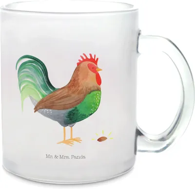 Produktbild von Mr. & Mrs. Panda Teetasse Hahn Korn - Transparent - Geschenk, Eier, Häferl, Natur, Haferl, Teeglas, Henne, Bauernhof, Pott, Tee Tasse