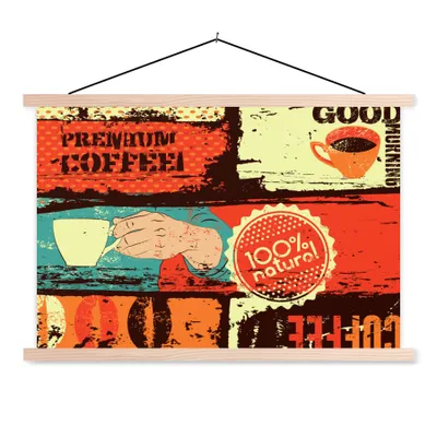 Produktbild von MuchoWow® Textilposter Kaffee - Vintage - Collage 60x40 cm mit holzfarbenen Rahmen - Bilder