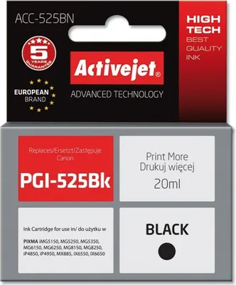 Produktbild von Activejet ACC-525BN Tinte (Ersatz für Canon PGI-525PGBK; Supreme; 20 ml; Schwarz)