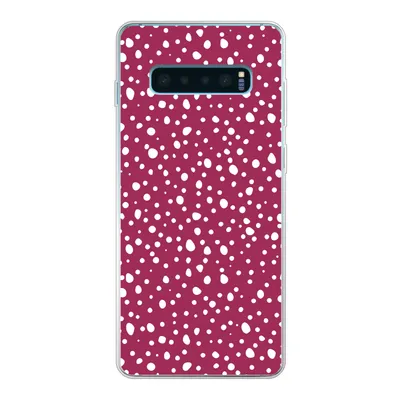 Produktbild von MuchoWow® Handyhülle Schutzhülle Hülle für Samsung Galaxy S10 Plus Tupfen - Rot - Weiß Silikon Softcase Handy Hülle - Schutzhülle