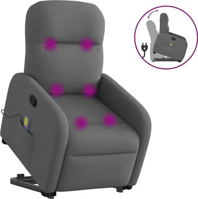 Produktbild von Massagesessel mit Aufstehhilfe Dunkelgrau Stoff