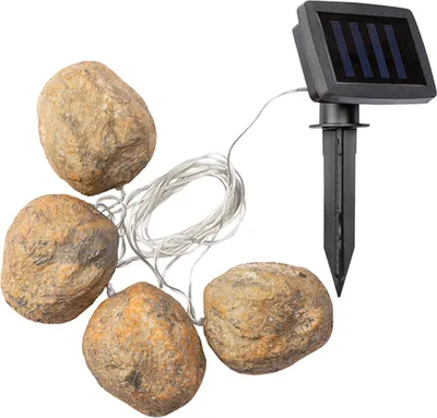 Produktbild von Livarno Home Garten Bodenlichterkette Beleuchtung Steinoptik Solar LED 4 Steine
