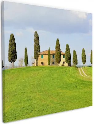 Produktbild von Wallario Premium Leinwandbild Villa auf einem Hügel in der Toskana in Größe 50 x 50 cm
