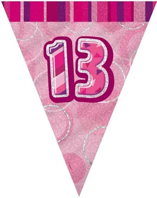 Produktbild von 13. Geburtstag | Wimpelkette pink