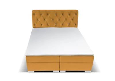 Produktbild von Boxspringbett LIVERPOOL 180 x 200 cm Amor Velvet 09 Gelb  Bett mit zwei Bettkästen und Matratze,Komplett-Set mit Topper, Doppelbett, Polsterbett