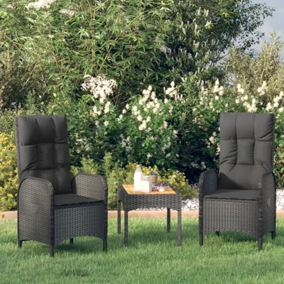 Produktbild von vidaXL Gartenstühle 2 Stk. Poly Rattan Schwarz