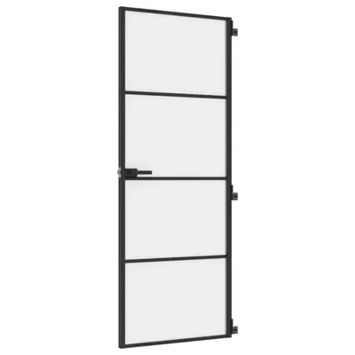 Immagine prodotto di vidaXL Porta interna slim nera 76x201,5 cm in vetro temperato e alluminio