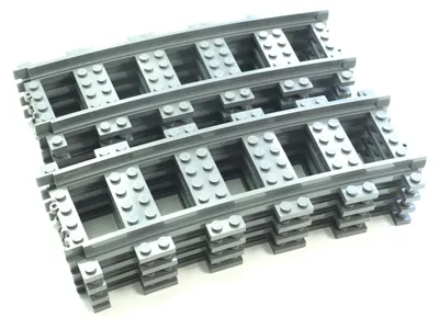 Produktbild von Trixbrix Schienen R104, 8x Viertelkreis – Gleise kompatibel mit LEGO® City Eisenbahn und Zug, Zubehör für Klemmbausteine