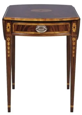 Immagine prodotto di Casa Padrino tavolino in mogano con cassetto marrone 96 x 77 x h. 73 cm - Mobili Soggiorno