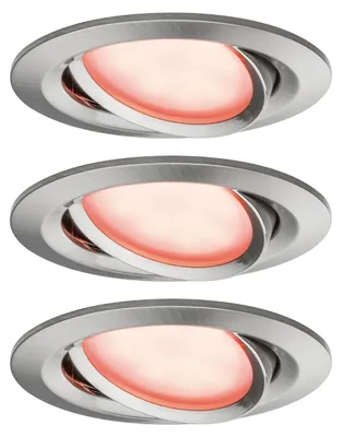 Produktbild von Paulmann Einbauleuchten SmartCoin Bluetooth Set RGBW schwenkbar LED 3x2W 230V/24V 51mm Eisen gebürstet/Alu Zink