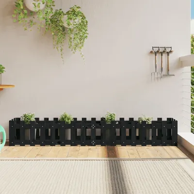 Image de Maison Exclusive - Jardinière surélevée design lattes noir 200x30x30 cm bois massif pin