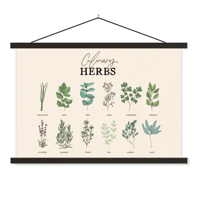 Produktbild von MuchoWow® Textilposter Pflanzen - Kräuter - Lebensmittel 60x40 cm mit schwarzem Rahmen - Hölzernes