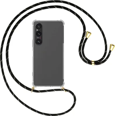 Produktbild von Handykette Backcover-Schutzhülle mit Band (Metall goldfarben) für Sony Xperia 1 VI - schwarz/gold