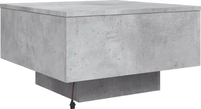 A concrete-effect coffee table with LED lights.