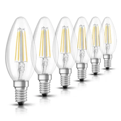 Produktbild von 6 x Bellalux LED Filament Leuchtmittel Kerzen 4W = 40W E14 klar 470lm 827 warmweiß 2700K