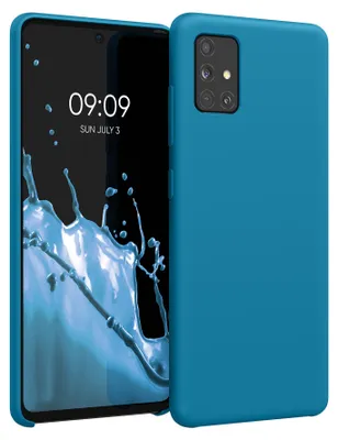 Produktbild von kwmobile Handyhülle für Samsung Galaxy A51 Hülle - Case Silikon - Kabelloses Laden - Schutzhülle Cover in Karibikblau
