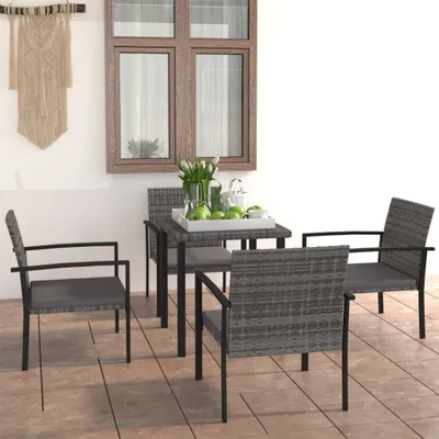 Image de Maison Exclusive - Ensemble de salle à manger de jardin 5 pièces en polyrotin gris