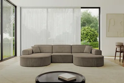 Produktbild von ALTDECOR Ecksofa in U-Form MARI-U1 -303x171x79,5 cm Braun - Corner Sofa Bett Eckcouch Couch L-Form Wohnlandschaft Cauchsofa