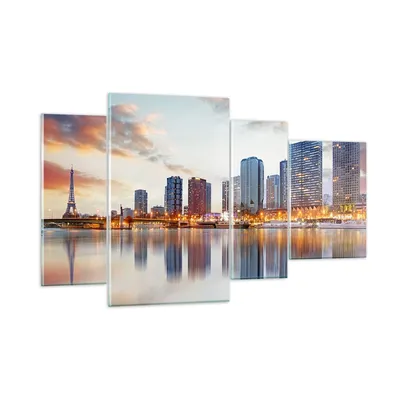 Produktbild von Bilder auf glas - Fluss Wolkenkratzer Ansicht Eiffle - 120x70cm - Glasbilder - Wandbilder - Kunstdruck - Wanddekoration aus Glas - Glas Bilder - Wandbild auf Glas - GDL120x70-2831