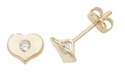 Produktbild von Süße 9 Karat (375) Gold Herz Damen - Paar Ohrstecker mit Zirkonia - 6mm*7mm; TRS1867