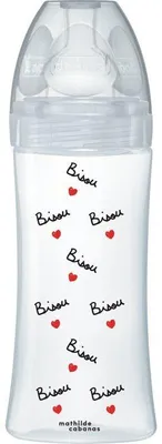 Produktbild von Babyflasche Anti-Kolik, DODIE, 330 ml, Flacher Sauger X Mathilde Cabanas, 0-6 Monate, Durchfluss 3, Transparent
