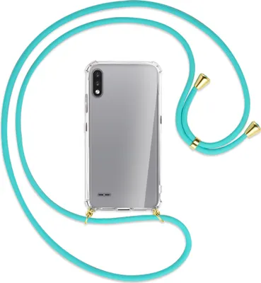 Produktbild von Handykette Backcover-Schutzhülle mit Band (Metall goldfarben) für LG K22 LMK200 - türkis