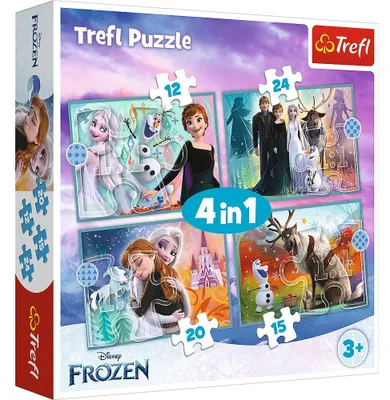 Image de Puzzle Frozen 4 en 1 pour enfants, captivant et amusant