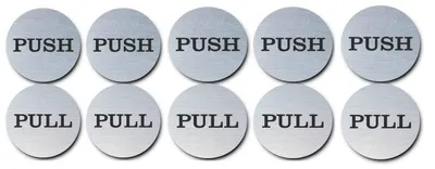 Türschilder Push-Pull, 2 Zoll, Edelstahl, 5er-Pack