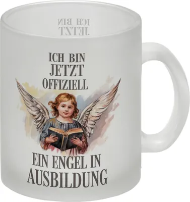 Produktbild von Engel in Ausbildung Glas Tasse Kind mit Engelsflügeln