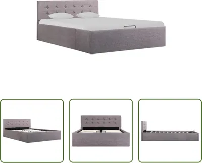 Immagine prodotto di The Living Store Letto contenitore idraulico in tessuto Taupe 120×200 cm
