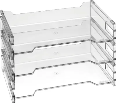 Produktbild von 3x Herlitz Ablagekorb / DIN A4 quer / Farbe: transparent hochglanz glasklar