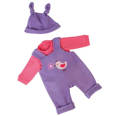 Immagine prodotto di Bayer Design 83856AA - Vestiti per bambole 33-38 cm, tutina, top e cappellino, set, accessori per bambole, viola, rosa