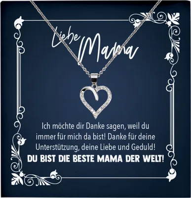 Produktbild von 22Feels Echt Silber Halskette - Mama Geschenk Mutter Frauen Schmuck Set Muttertag Geburtstag Weihnachten - Herz Anhänger, Karte