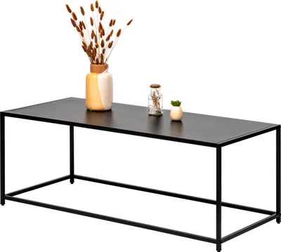 Zdjęcie produktu dla industrialny stolik kawowy eluno z czarnego metalu 110 x 41 x 35 cm