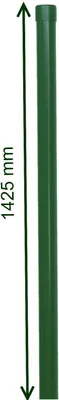A green metal pole with a measurement indicator.