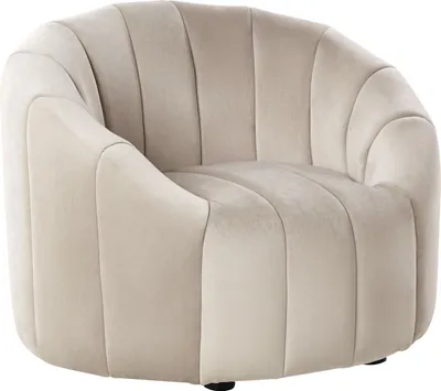 Produktbild von BELIANI Sessel Beige Samt mit Niedriger Rückenlehne Gesteppt Oval Muschel Form Retro Design Wohnzimmer Schlafzimmer Garderobe Ausstattung Polstersessel